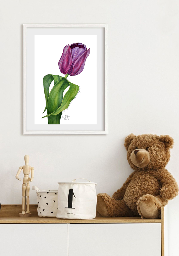 Black Tulip - Contemporary Botanical Fine Art Print